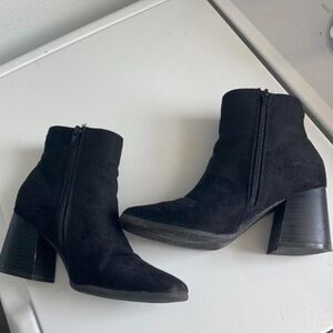Black Suede Ankle Boots with Block Heel Size 7.5